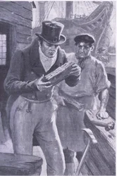 Brunel voit un morceau de bois de navire creusé par un taret, inspirant son idée de creuser sous la Tamise
